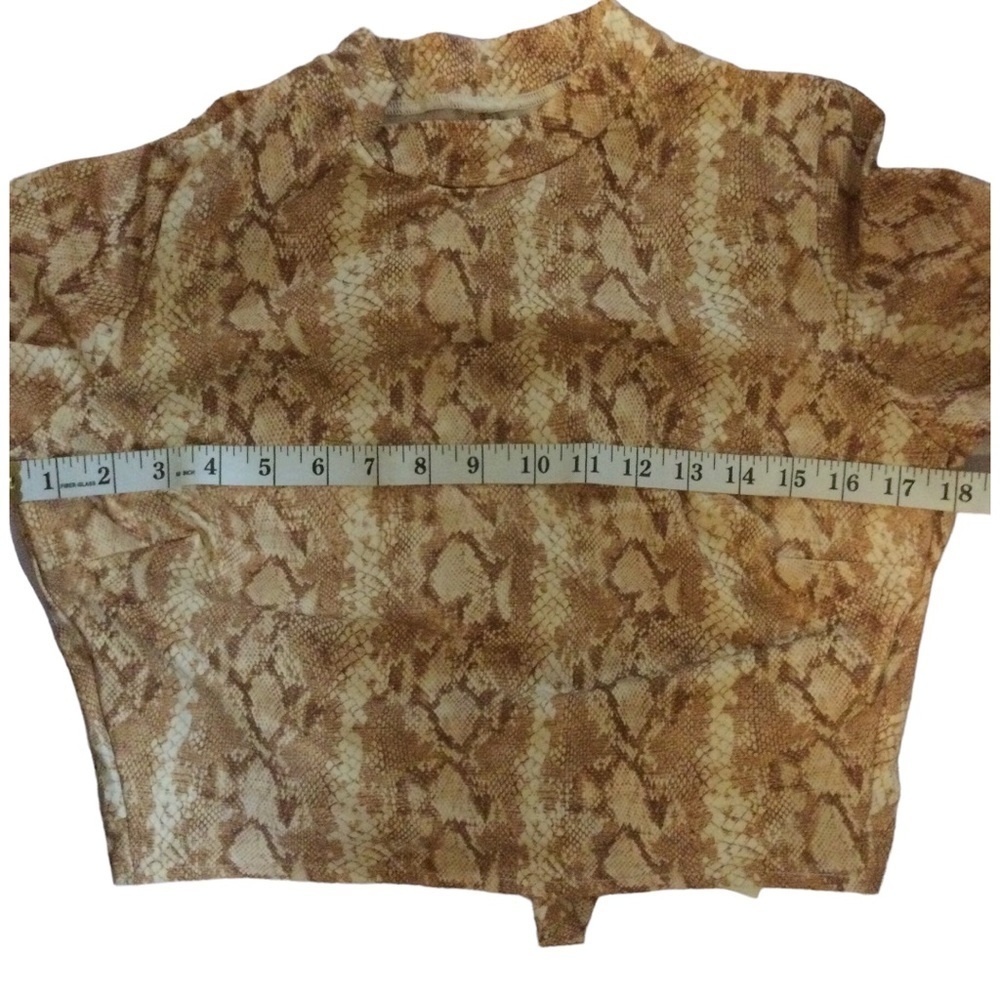 Vitamin A brown remy rash guard Swim Top tan cream snakeskin Large - Picture 5 of 8